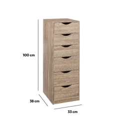 Caisson 6 tiroirs, Effet bois naturel