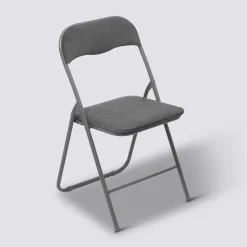 Chaise pliante en velours, Gris anthracite