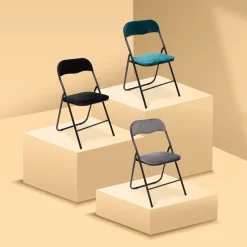 Chaise pliante en velours, Bleu