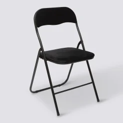 Chaise pliante en velours, Noir