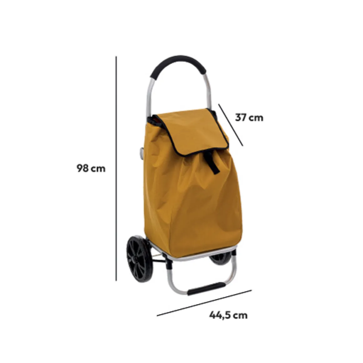 Chariot de course pliable 2 roues, Jaune moutarde