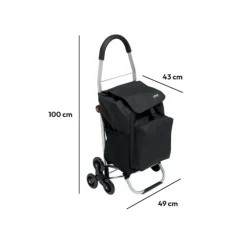 Chariot de course pliable 6 roues, Noir