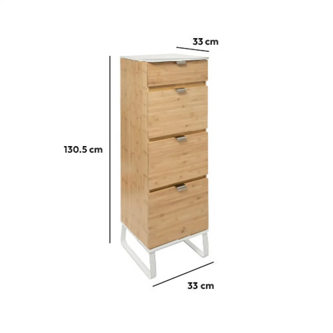 Chiffonier 3 tiroirs, bambou