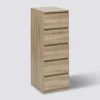 Chiffonier 5 tiroirs, Effet bois naturel