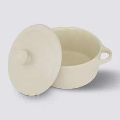 Cocotte ronde, céramique, 10 cm - Blanc