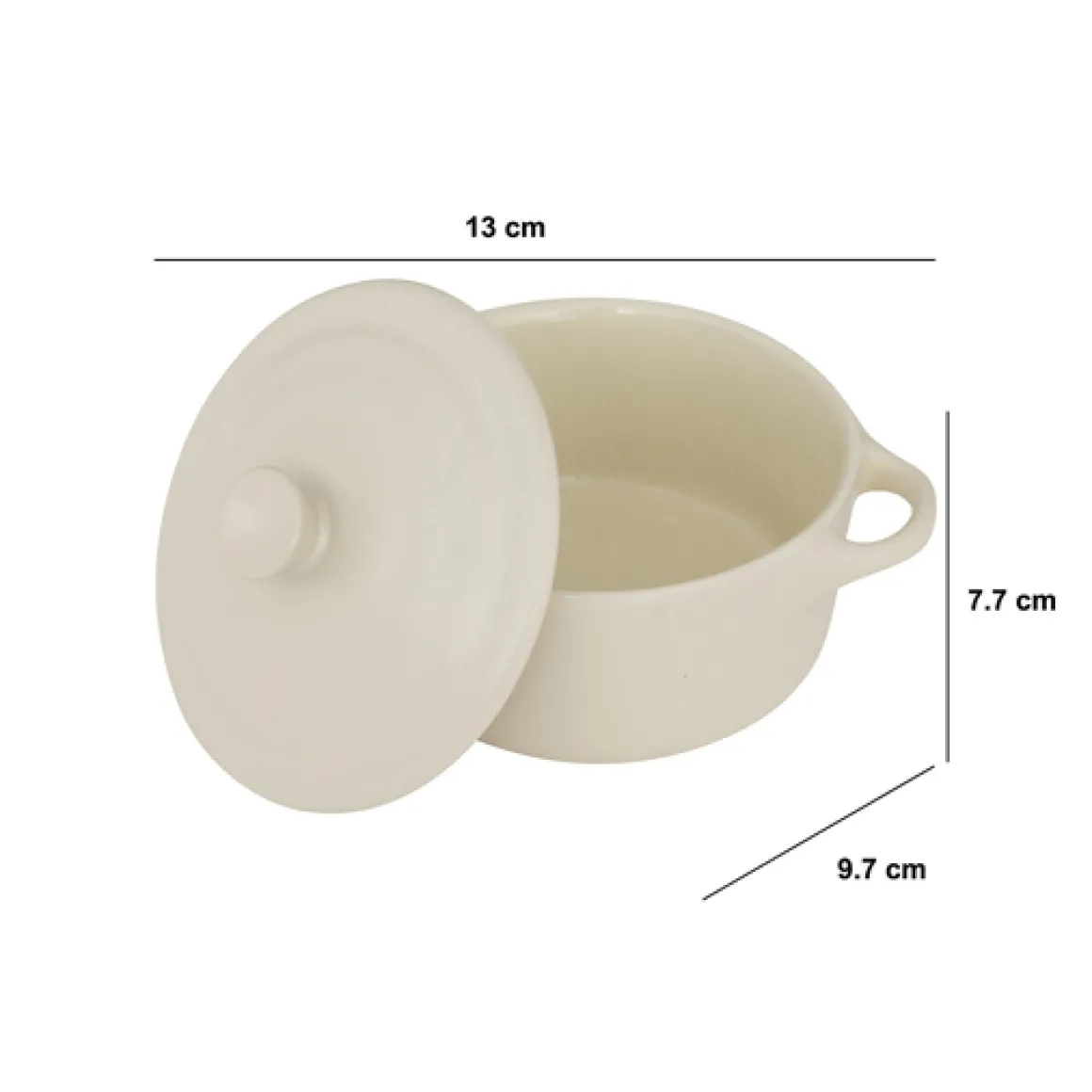 Cocotte ronde, céramique, 10 cm - Blanc