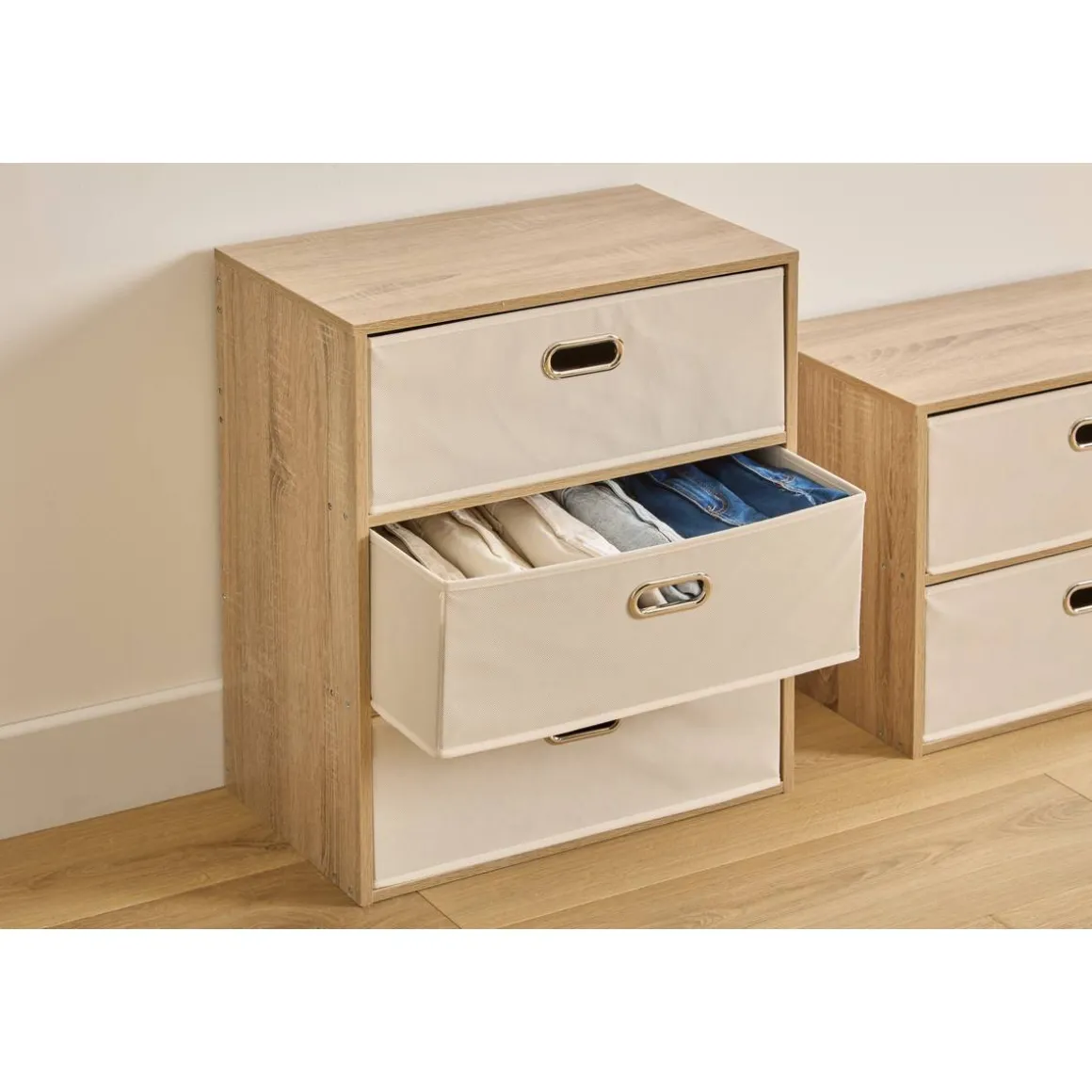 Commode 3 tiroirs, Beige