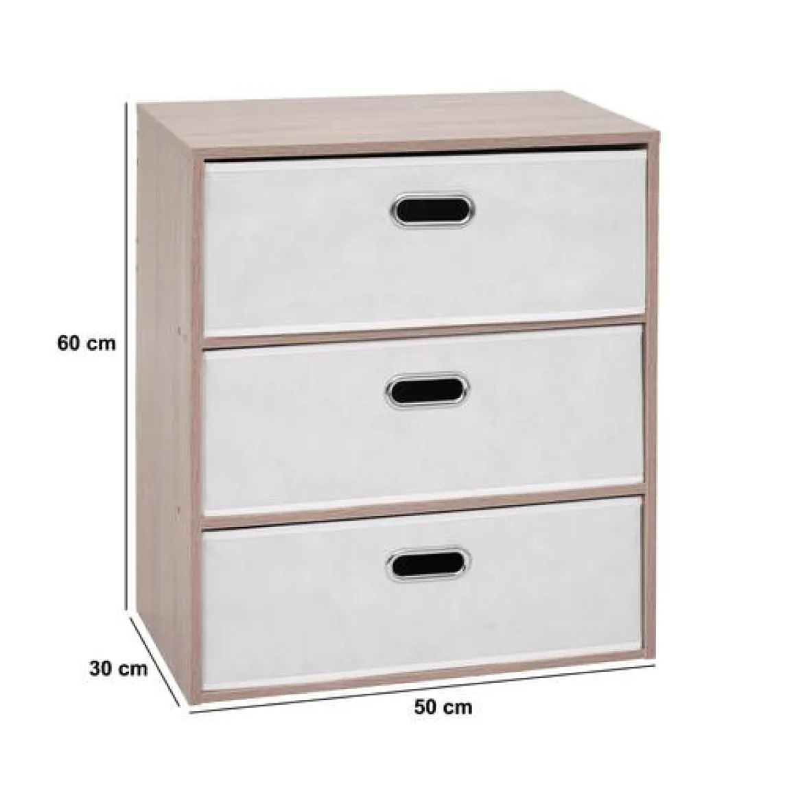 Commode 3 tiroirs, Beige
