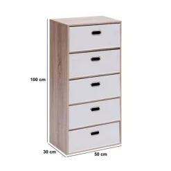 Commode 5 tiroirs, Beige