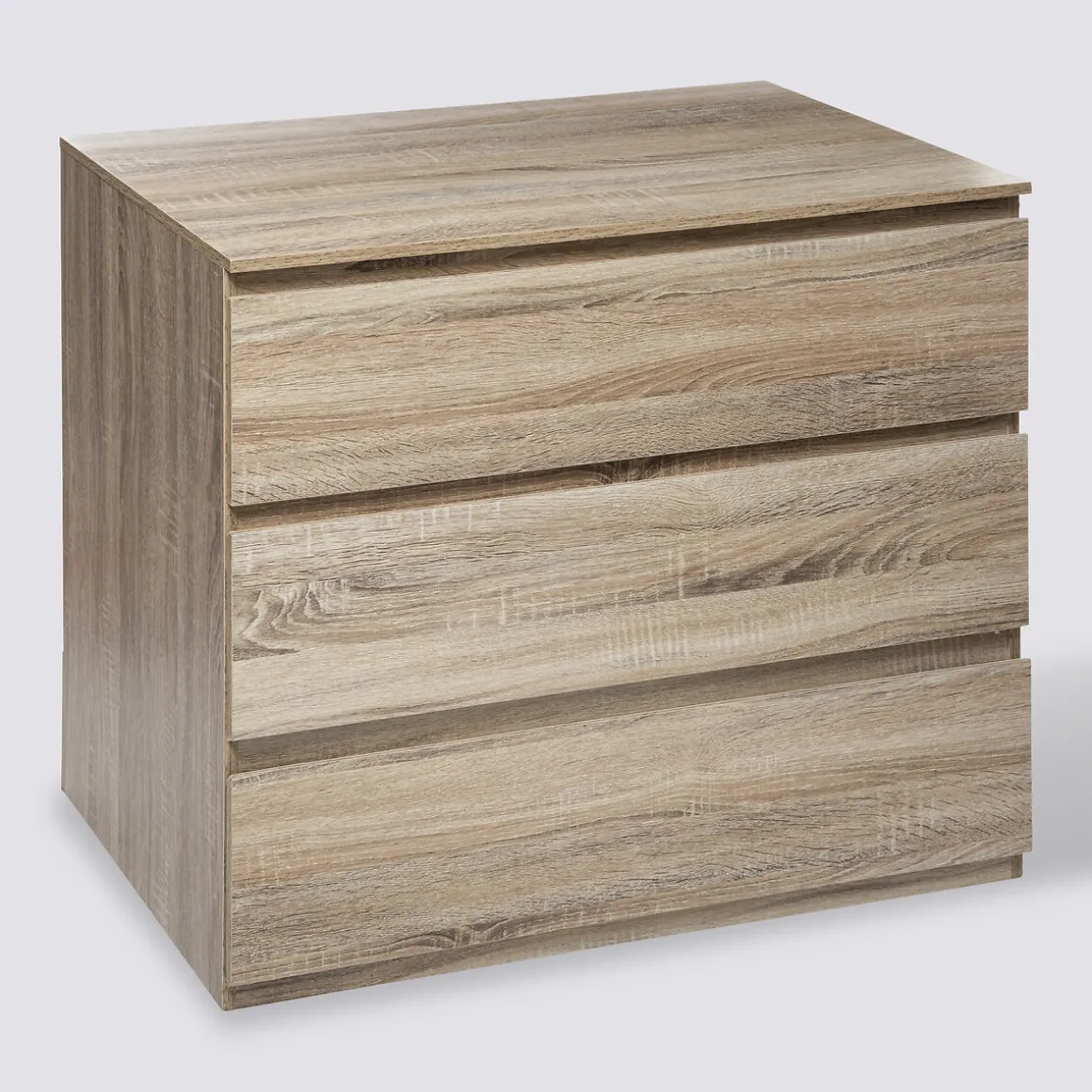 Commode 3 tiroirs, Effet bois naturel