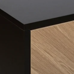 Commode 4 tiroirs, Effet pin naturel et noir