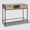 Console 2 tiroirs - Effet bois, Noir
