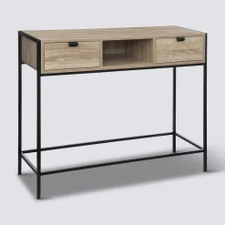 Console 2 tiroirs - Effet bois, Noir