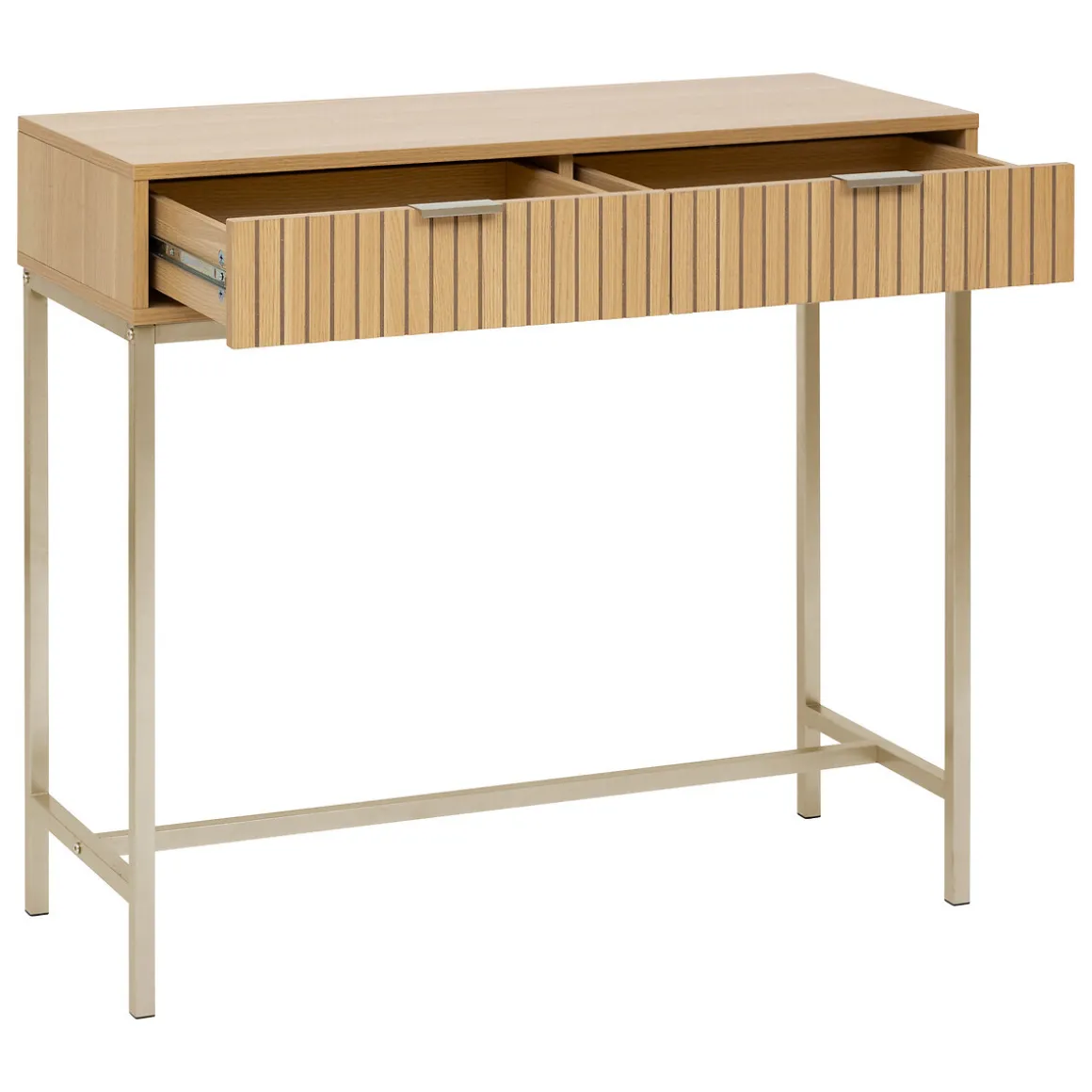 Console 2 tiroirs, Effet bois naturel