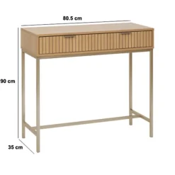 Console 2 tiroirs, Effet bois naturel