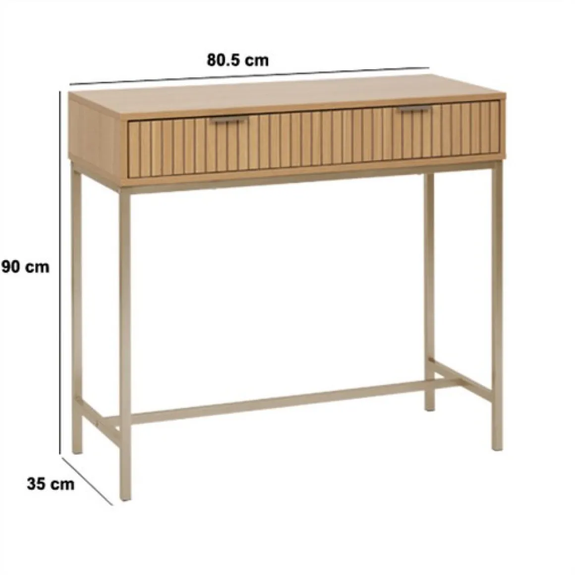 Console 2 tiroirs, Effet bois naturel