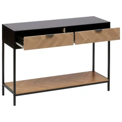 Console 2 tiroirs, Effet pin naturel et noir