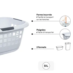 Corbeille à linge 51L, Blanc
