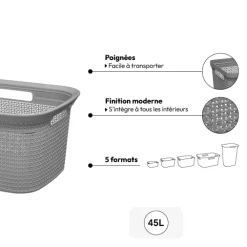 Corbeille à linge 45L, Gris