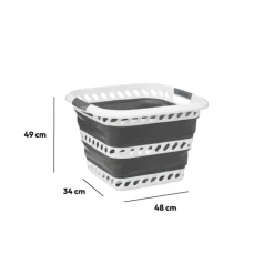 Corbeille à linge pliable 40L - Gris, Blanc
