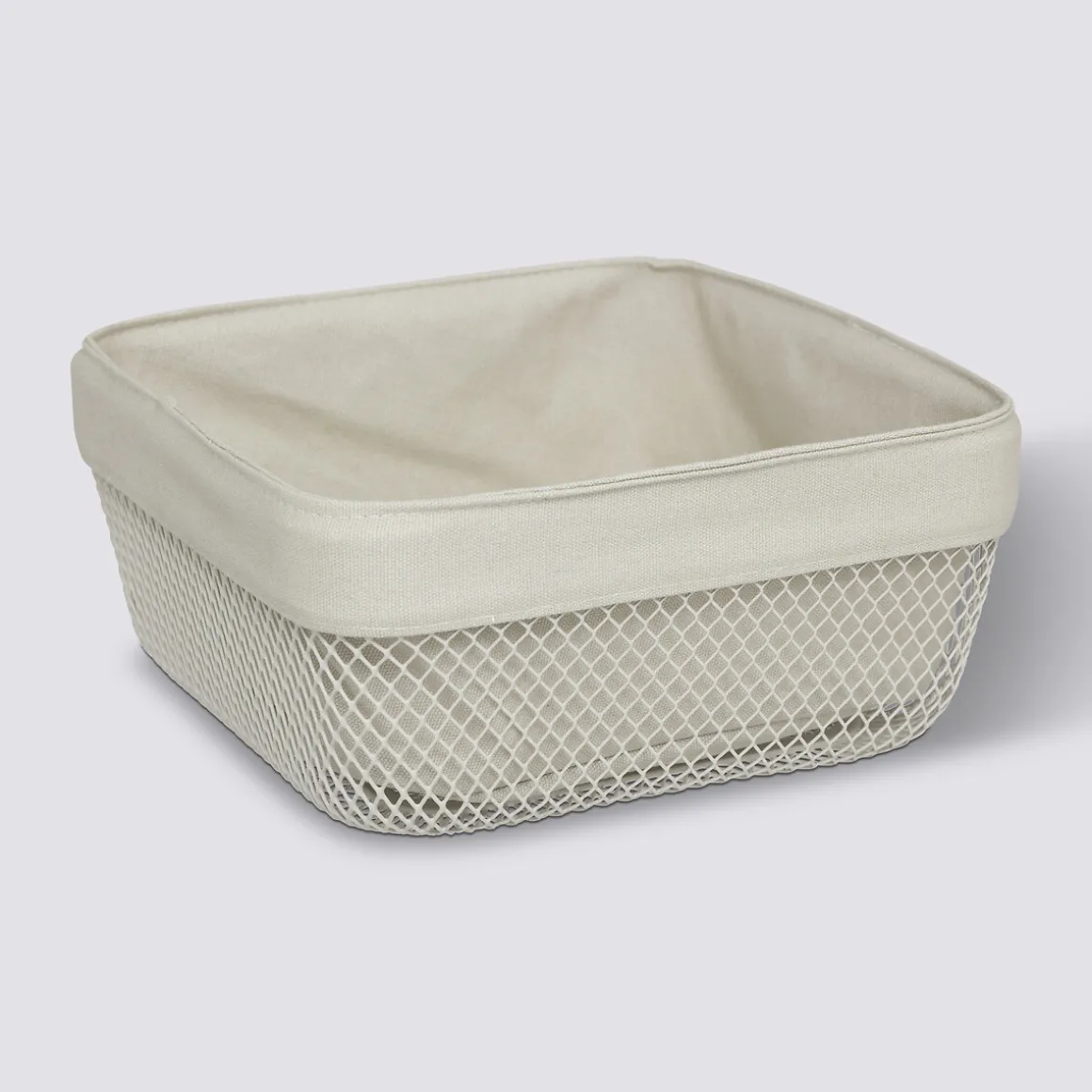 Corbeille à pain, métal et coton, 25,5cm - Beige
