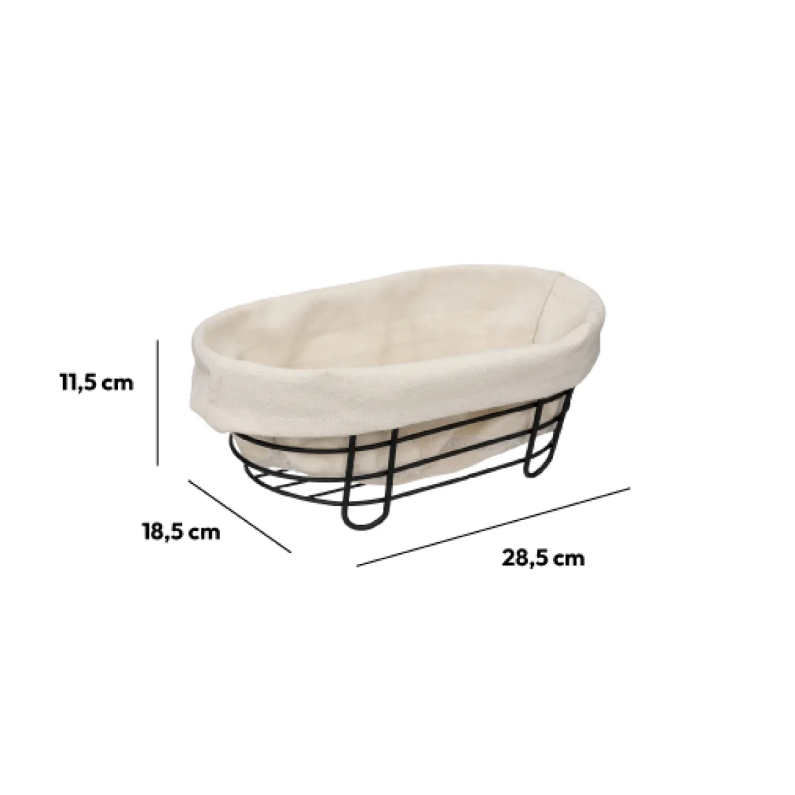 Corbeille en acier 28 cm - Beige, Noir