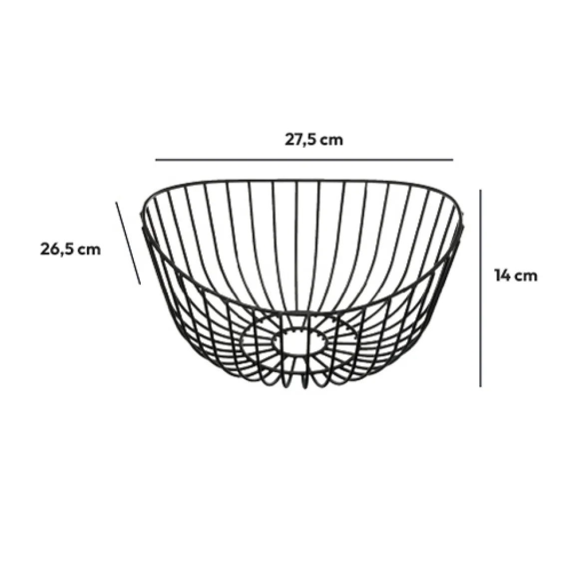 Corbeille en acier 27 cm, Noir