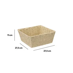 Corbeille tressée carré 28 cm