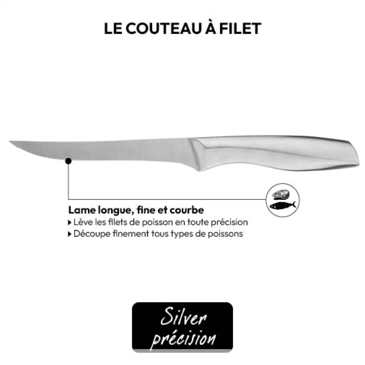 Couteau à filet en inox forgé