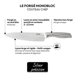 Couteau de chef inox - lame 21cm