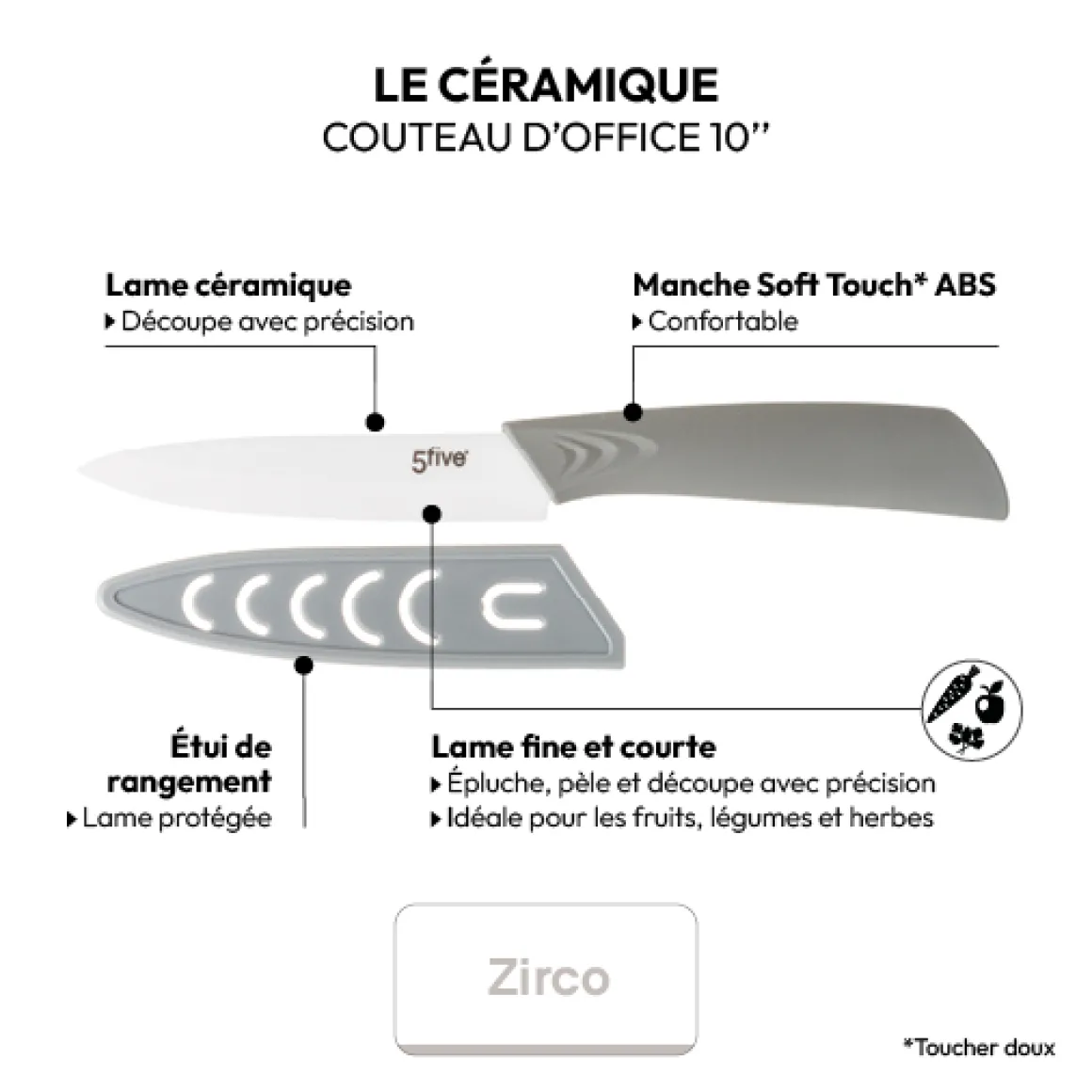 Couteau d'office céramique - lame 10cm