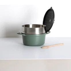 Cuiseur vapeur fonte d'aluminium vert, 24cm