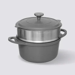 Cuiseur vapeur fonte d'aluminium gris, 24cm