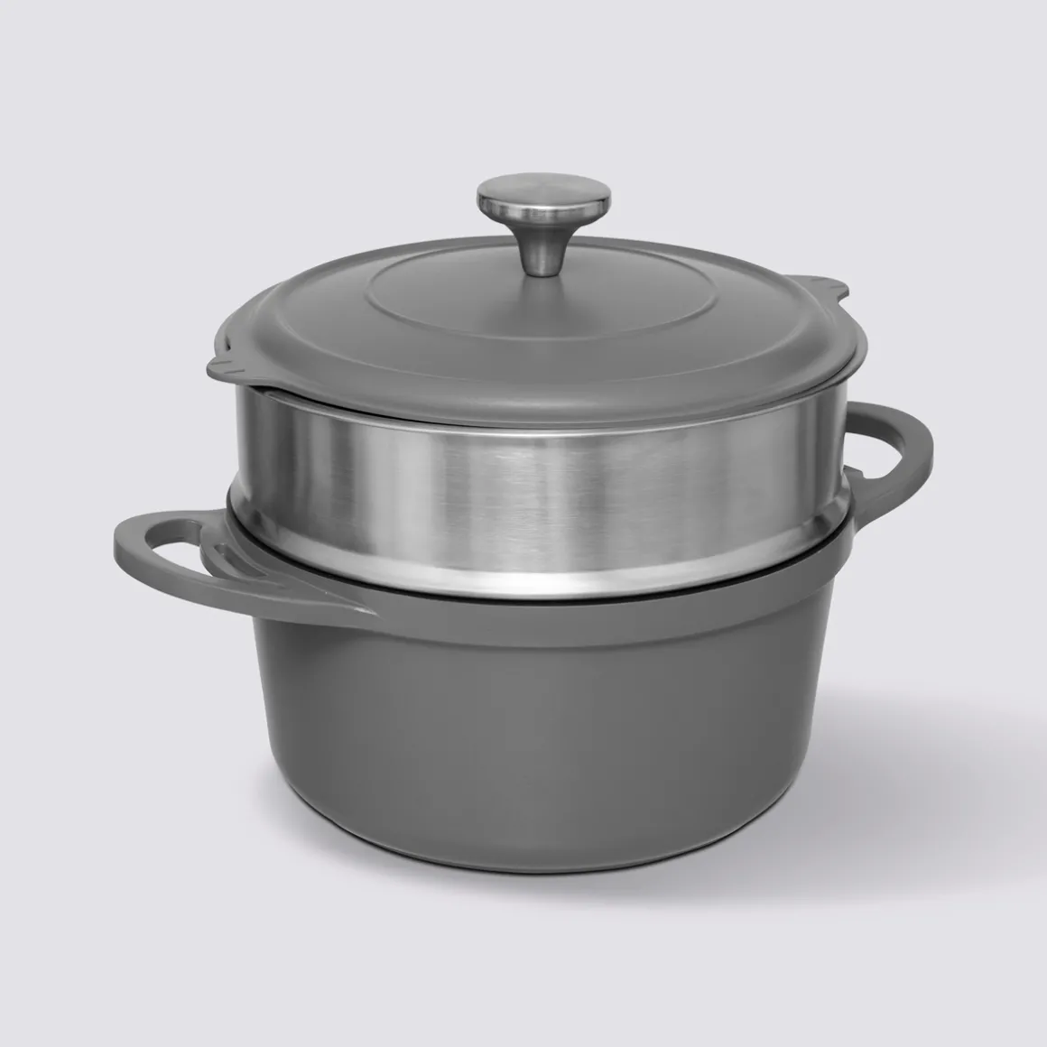Cuiseur vapeur fonte d'aluminium gris, 24cm