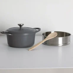 Cuiseur vapeur fonte d'aluminium gris, 24cm