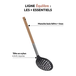 Écumoire manche en bois, Noir