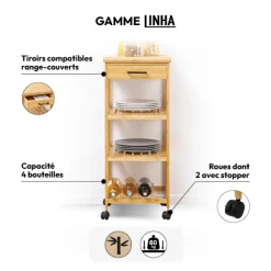 Desserte 3 niveaux moyen modèle, Bambou