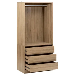 Dressing 3 tiroirs avec penderie, Effet bois