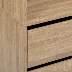 Dressing 3 tiroirs avec penderie, Effet bois