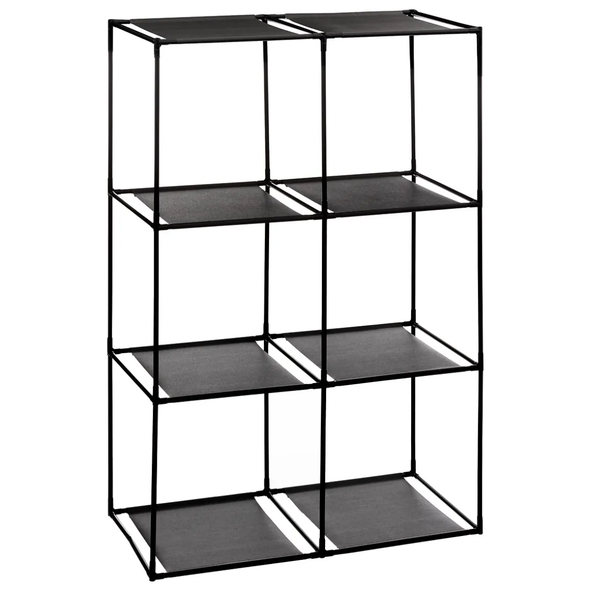 Etagère 6 cases avec 6 boîtes de rangement, Noir