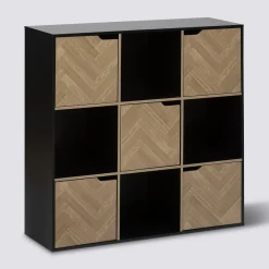 Etagère 9 cases, Effet bois et noir
