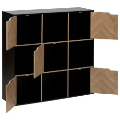 Etagère 9 cases, Effet bois et noir