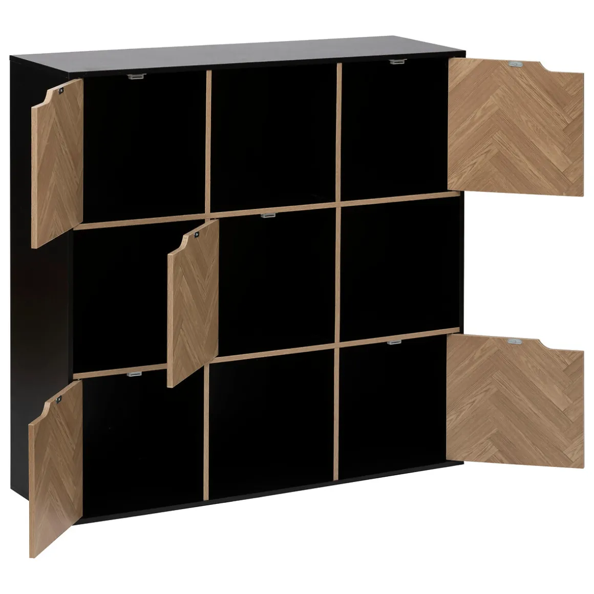 Etagère 9 cases, Effet bois et noir