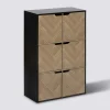 Etagère 6 cases, Effet bois et noir