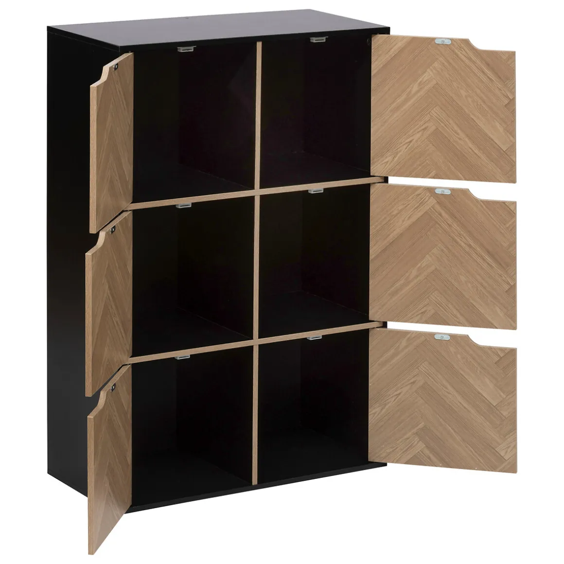 Etagère 6 cases, Effet bois et noir