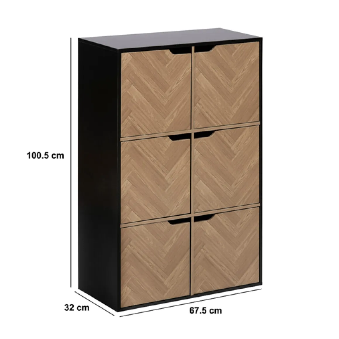Etagère 6 cases, Effet bois et noir