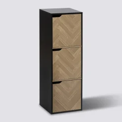 Etagère 3 cases, Effet bois et noir