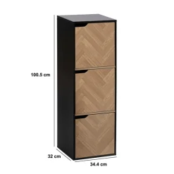 Etagère 3 cases, Effet bois et noir