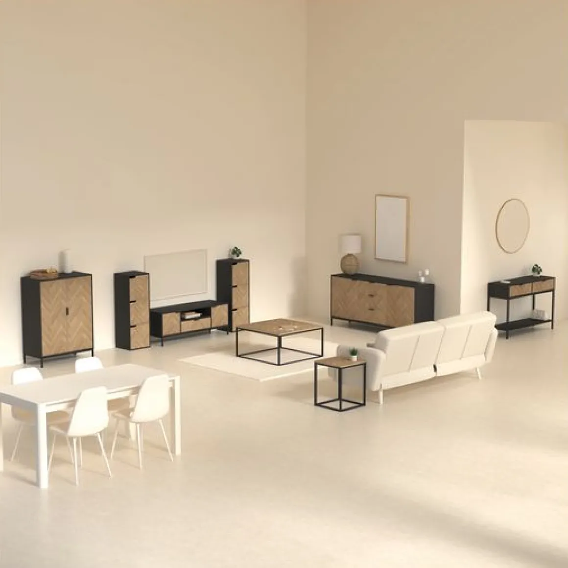 Etagère 3 cases, Effet bois et noir
