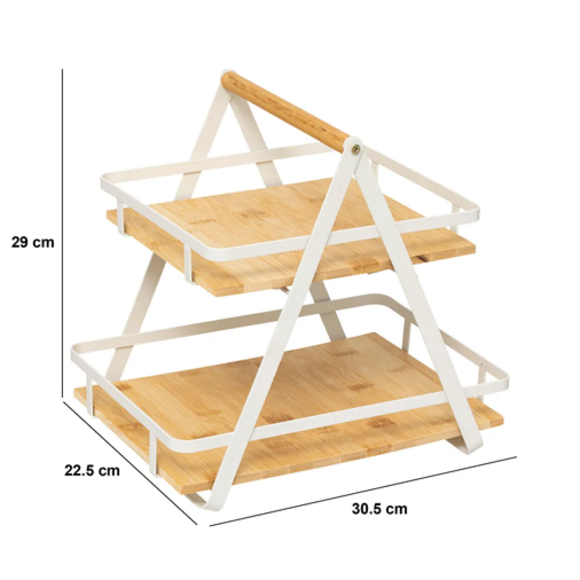 Etagère 2 niveaux avec anse, Bambou